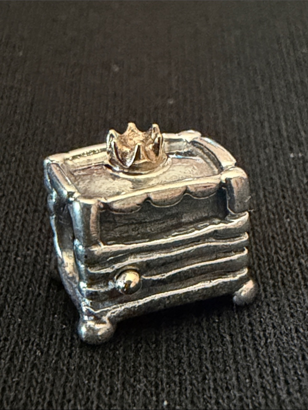 Very rare 14K gold and 925 silver Princess and the Pea Pandora charm